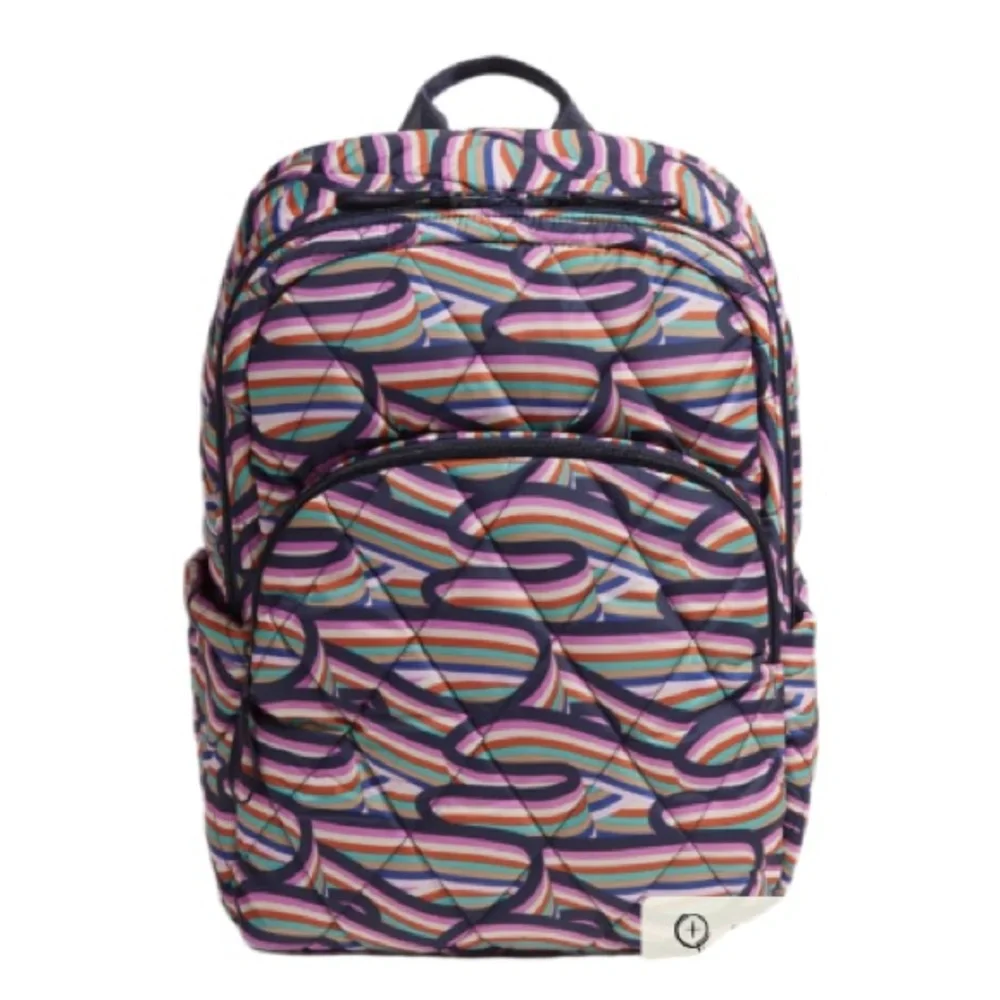NWT Vera Bradley Large Capacity MultiPocket Laptop Backpack Retro Ribbons